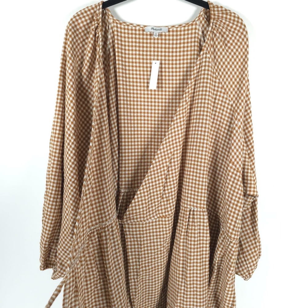 NWT MADEWELL Gingham Puff-Sleeve Wrap Mini Dress Cotton India Made NE955 Sz 4X‎ - Picture 10 of 15